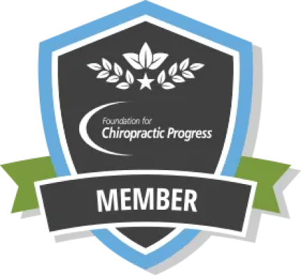 Badge of membership for the Foundation for Chiropractic Progress, featuring a star and laurel design, representing DRX Chicago’s commitment to chiropractic excellence and patient care.
