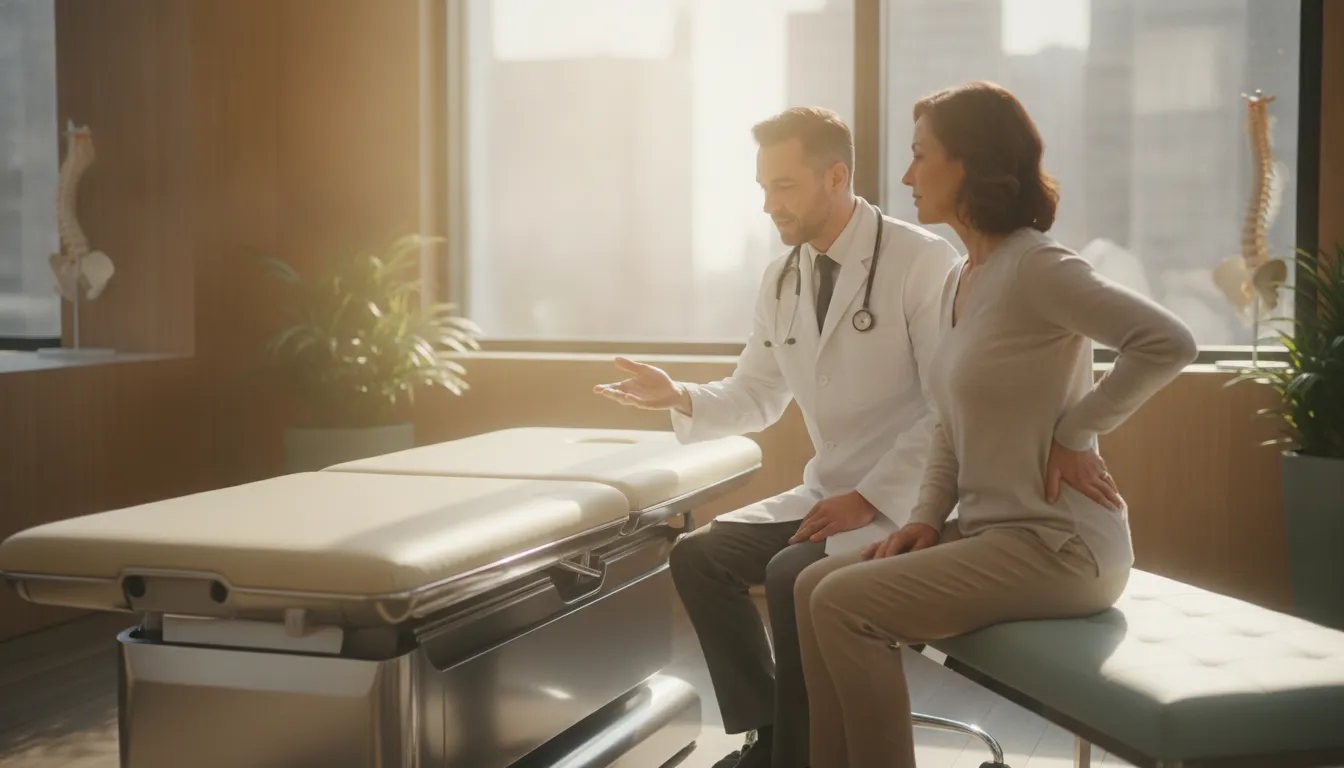 Chicago patient discussing non-surgical back pain treatment options with a spine clinician