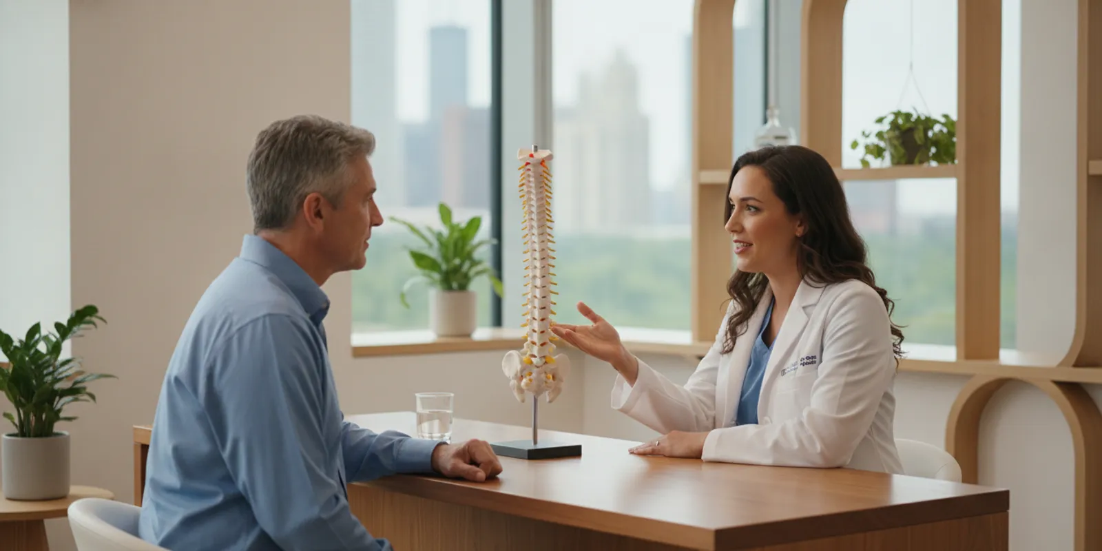 Patient preparing for a spinal decompression evaluation at a Chicago clinic